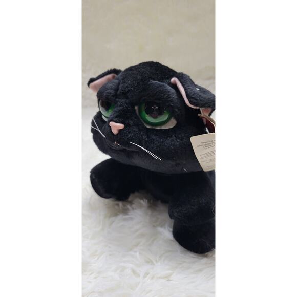 Russ Berrie 8" Shadow Black Cat Green Eyes Soft Plush Stuffed Animal Damaged Tag - Picture 2 of 7